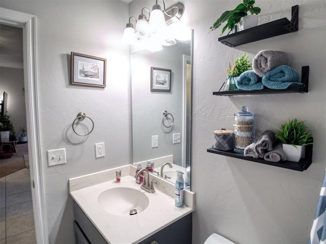 12825 William Penn Blvd, Oklahoma City, OK 73120 - half bathroom with a chandelier, vanity, and toilet