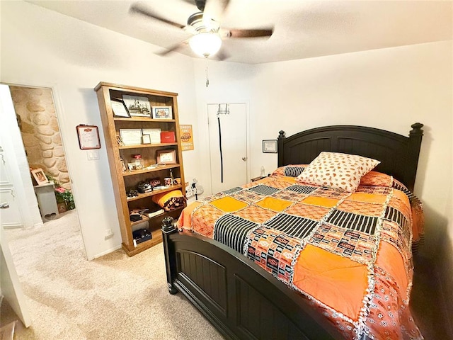 305 N Greer Ave, Duke, OK 73532 - bedroom with light colored carpet and a ceiling fan