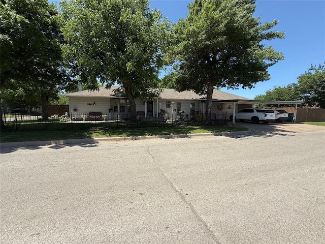 ranch-style house featuring a carport