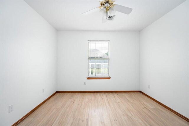 11014 Madison Ave, Midwest City, OK 73130 - empty room featuring light wood-type flooring, baseboards, and ceiling fan