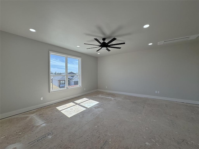 7217 NW 154th St, Edmond, OK 73013 - spare room featuring baseboards, recessed lighting, and a ceiling fan