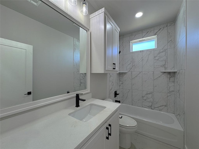 7217 NW 154th St, Edmond, OK 73013 - full bathroom with toilet, vanity, and  shower combination