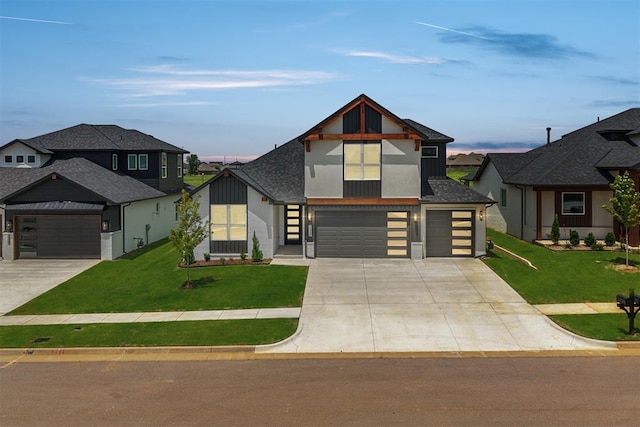 7217 NW 154th St, Edmond, OK 73013 - modern home featuring concrete driveway, a front lawn, and a garage