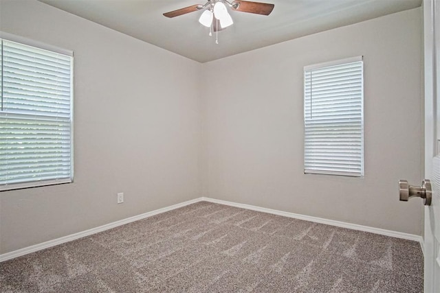 417 Russell Dr, Midwest City, OK 73110 - carpeted empty room featuring a ceiling fan and baseboards