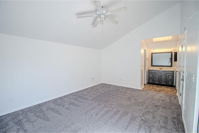 400 Timberwind Rd, Edmond, OK 73034 - bonus room featuring carpet floors, lofted ceiling, a ceiling fan, and baseboards