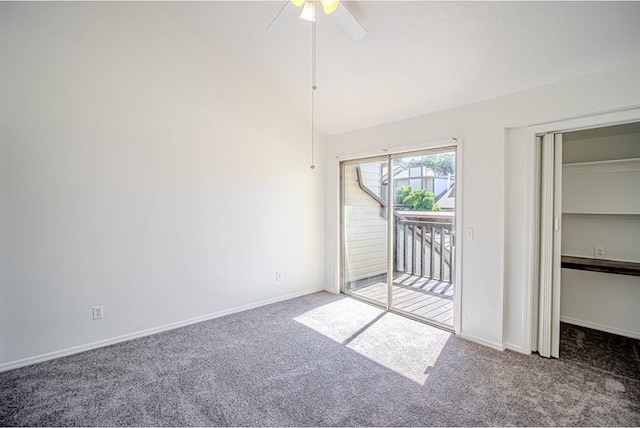 400 Timberwind Rd, Edmond, OK 73034 - unfurnished bedroom with carpet floors, access to exterior, lofted ceiling, and baseboards