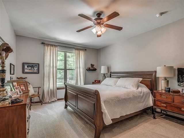 19401 N Peebly Rd, Luther, OK 73054 - bedroom featuring light colored carpet and a ceiling fan