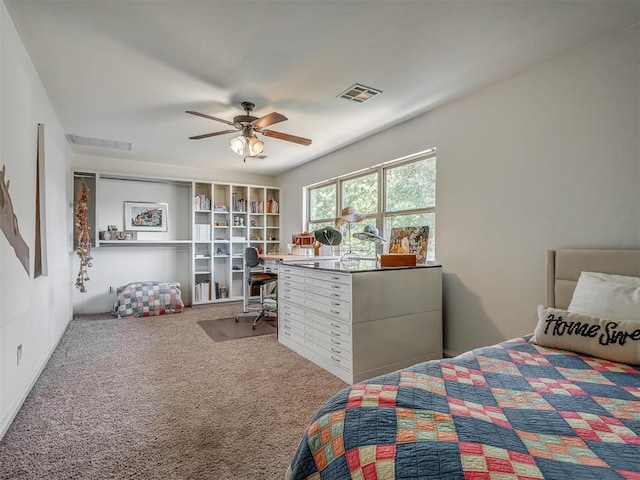 19401 N Peebly Rd, Luther, OK 73054 - bedroom with a desk, carpet flooring, and ceiling fan
