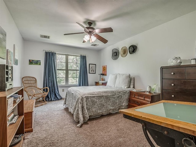 19401 N Peebly Rd, Luther, OK 73054 - bedroom with carpet flooring and a ceiling fan