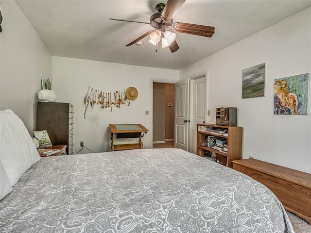 19401 N Peebly Rd, Luther, OK 73054 - carpeted bedroom featuring a ceiling fan and baseboards