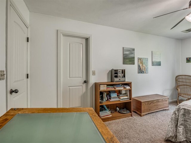 19401 N Peebly Rd, Luther, OK 73054 - bedroom featuring carpet, a ceiling fan, and baseboards