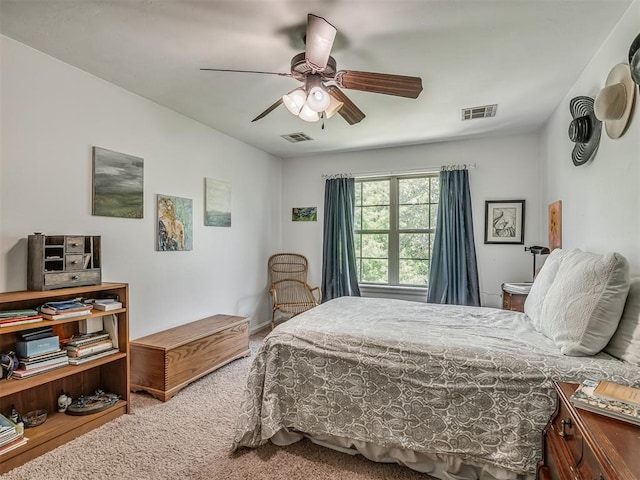 19401 N Peebly Rd, Luther, OK 73054 - bedroom with carpet flooring and ceiling fan