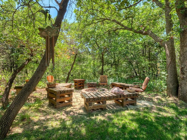 19401 N Peebly Rd, Luther, OK 73054 - view of yard with an outdoor fire pit and a patio