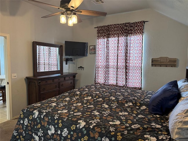 1912 SE 18th St, Moore, OK 73160 - carpeted bedroom with vaulted ceiling and ceiling fan
