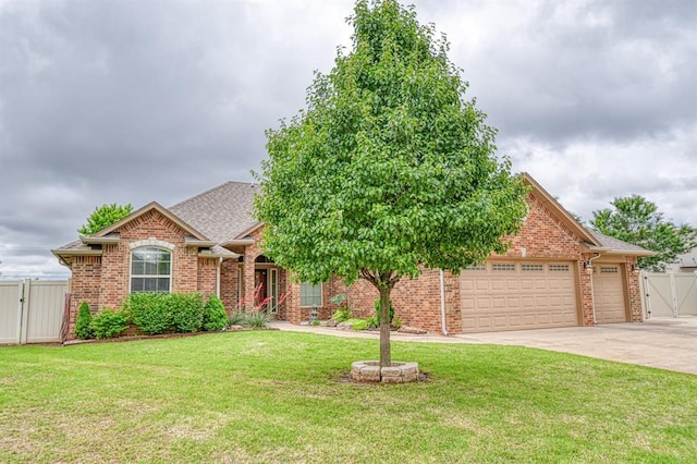 5524 SE 57th St, Oklahoma City, OK 73135 - view of front of property featuring a gate, brick siding, an attached garage, and concrete driveway
