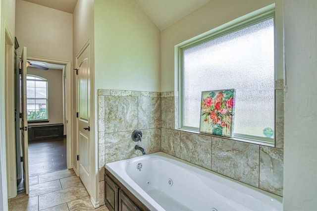 5524 SE 57th St, Oklahoma City, OK 73135 - bathroom with a tub with jets and lofted ceiling