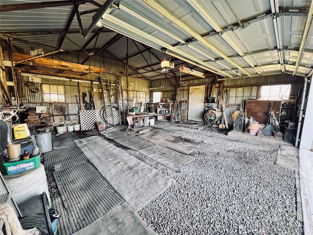 4443 Apperson Rd, Burbank, OK 74633 - garage featuring a garage door opener and metal wall