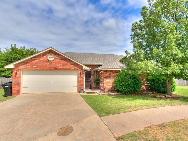 4508 Applegate Dr, Moore, OK 73160 - view of front of property featuring brick siding, concrete driveway, a shingled roof, and a garage