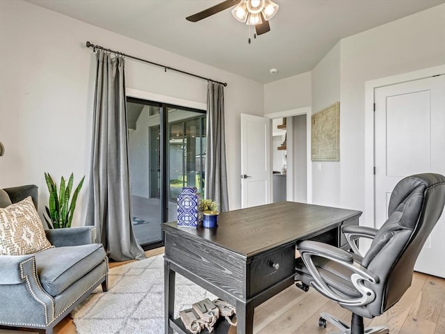 4315 Dusty Trl, Norman, OK 73072 - office space featuring ceiling fan and light wood-type flooring
