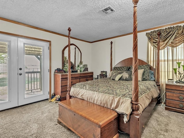 35345 Ew 1240th Rd, Seminole, OK 74868 - carpeted bedroom with access to outside, crown molding, and french doors
