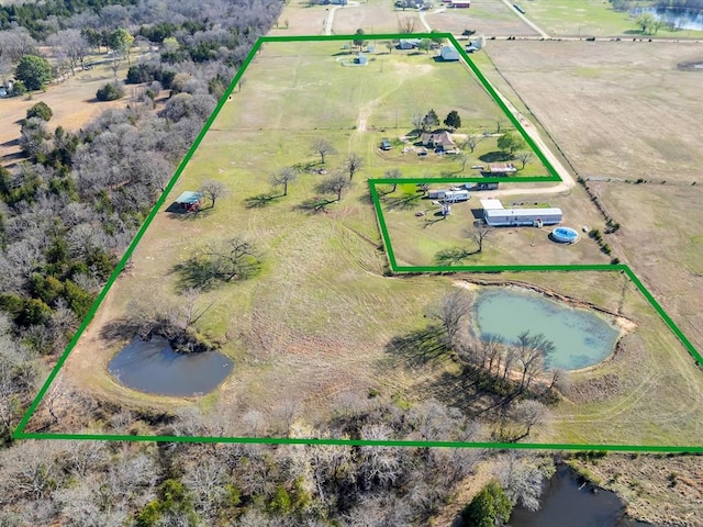 35345 Ew 1240th Rd, Seminole, OK 74868 - aerial view of sparsely populated area featuring property parcel outlined and a nearby body of water