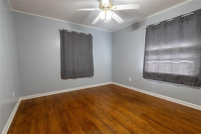 3701 NW 18th St, Oklahoma City, OK 73107 - unfurnished room with wood finished floors, baseboards, crown molding, and a ceiling fan