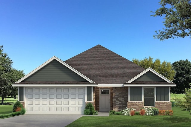 3301 Scissortail Way, Yukon, OK 73099 - view of front of house featuring a shingled roof, an attached garage, concrete driveway, and a front lawn