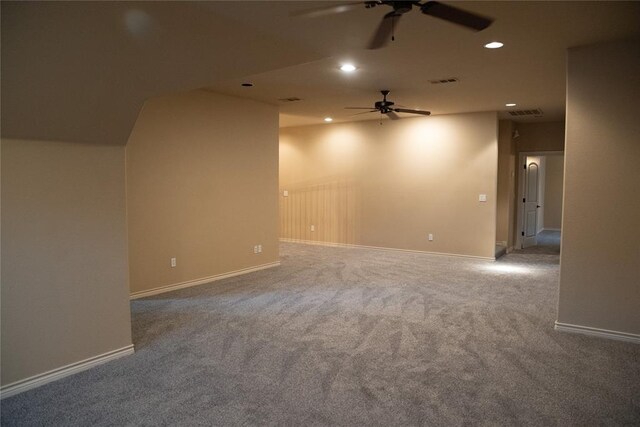 3176 E 146th Pl, Bixby, OK 74008 - unfurnished living room featuring ceiling fan, carpet, recessed lighting, and baseboards