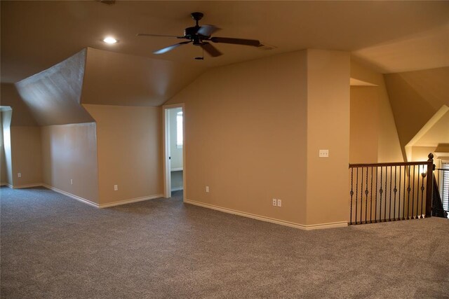 3176 E 146th Pl, Bixby, OK 74008 - bonus room with ceiling fan, carpet flooring, vaulted ceiling, baseboards, and recessed lighting