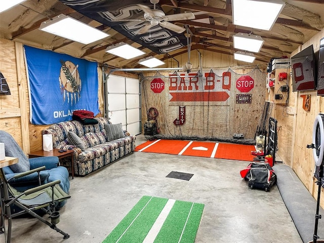 1913 Linwood St, Weatherford, OK 73096 - garage featuring wood walls