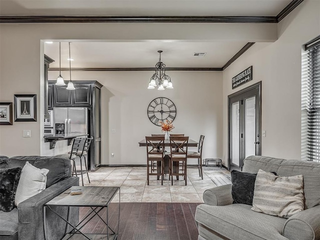 14512 Briarcliff St, Oklahoma City, OK 73170 - living area with crown molding and a chandelier