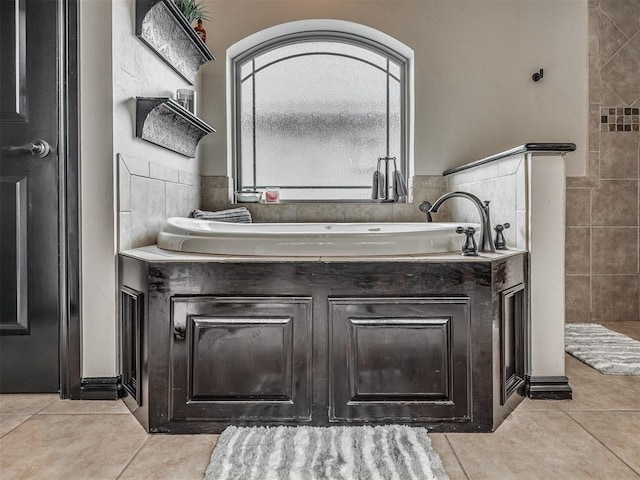 14512 Briarcliff St, Oklahoma City, OK 73170 - full bathroom featuring tile walls, tile patterned floors, a bath, and tiled shower