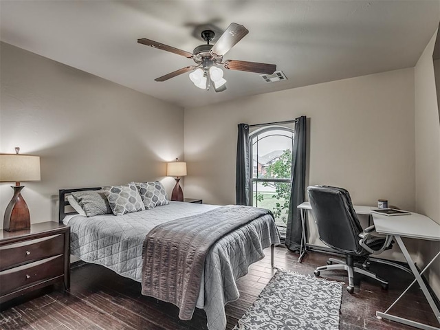 14512 Briarcliff St, Oklahoma City, OK 73170 - bedroom with hardwood / wood-style flooring, an office area, and ceiling fan