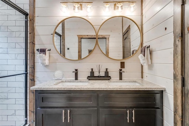 166 Morning Berry Trl, Broken Bow, OK 74728 - full bathroom featuring double vanity and an enclosed shower