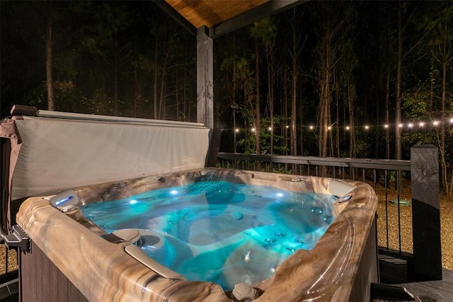 166 Morning Berry Trl, Broken Bow, OK 74728 - view of pool with a hot tub and a wooden deck