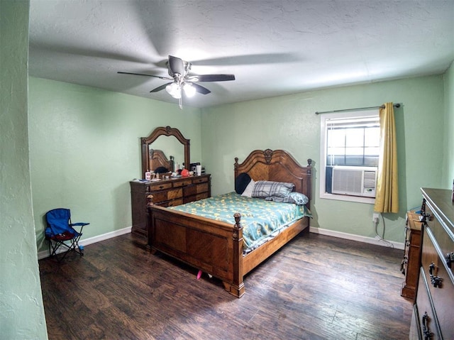 3109 SW 45th St, Oklahoma City, OK 73119 - bedroom featuring wood finished floors, baseboards, a ceiling fan, and cooling unit