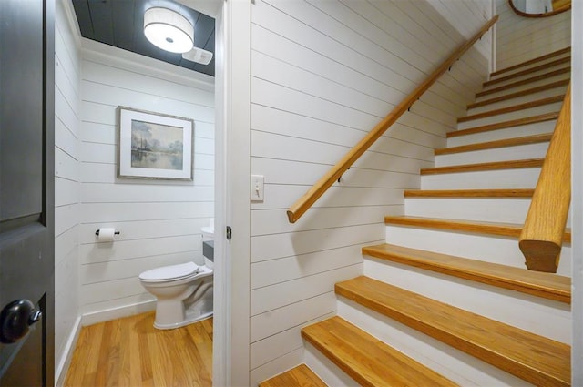 47 White Pine Rd, Broken Bow, OK 74728 - bathroom featuring wood finished floors and wooden walls