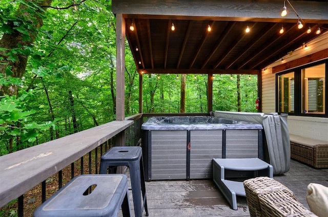 47 White Pine Rd, Broken Bow, OK 74728 - wooden terrace featuring a hot tub