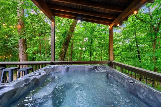 47 White Pine Rd, Broken Bow, OK 74728 - wooden terrace featuring a forest view