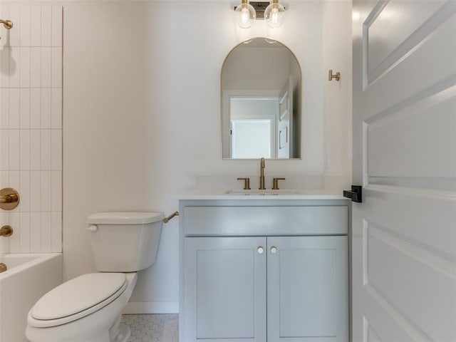2812 Shoreridge Ave Unit 2814, Norman, OK 73072 - full bathroom featuring toilet, vanity, tile patterned flooring, washtub / shower combination, and baseboards