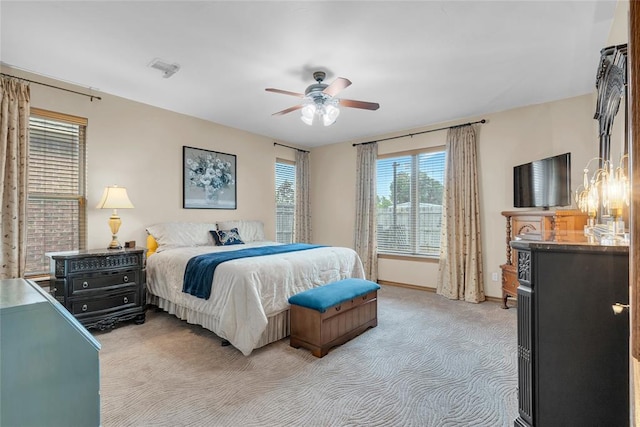 1116 River Birch Dr, Yukon, OK 73099 - bedroom with light colored carpet and ceiling fan
