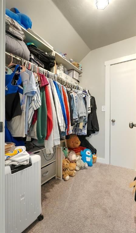 15963 Trail Head Rd, Mcloud, OK 74851 - walk in closet with lofted ceiling and carpet flooring