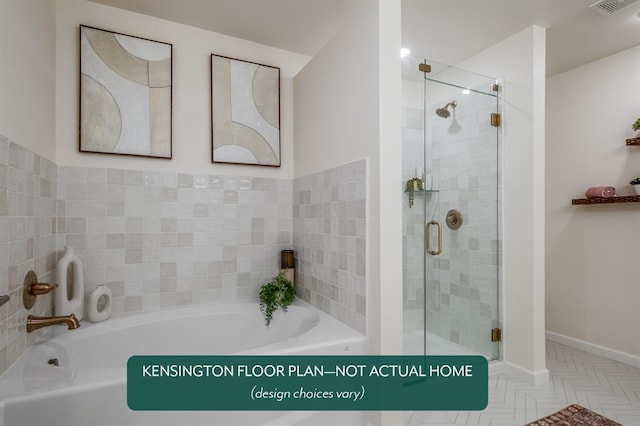 12808 NW 4th St, Yukon, OK 73099 - bathroom with a garden tub and a stall shower