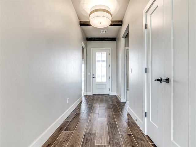 6860 Lake View Ct, Cashion, OK 73016 - doorway featuring dark wood finished floors and baseboards