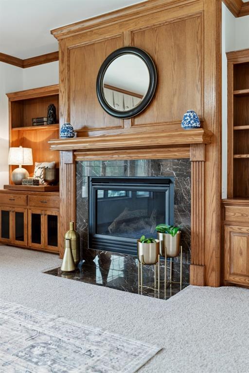 607 Pool Pl, Shawnee, OK 74801 - detailed view of ornamental molding and a premium fireplace