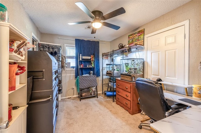 840 NW 14th St, Moore, OK 73160 - office featuring a ceiling fan, a textured ceiling, and light carpet