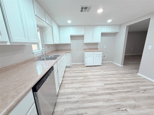 402 E 6th St, Amber, OK 73004 - kitchen featuring stainless steel dishwasher, light wood-type flooring, a sink, recessed lighting, and baseboards