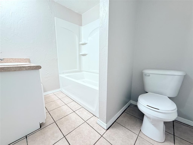 402 E 6th St, Amber, OK 73004 - bathroom featuring vanity, toilet, tile patterned flooring,  shower combination, and a textured wall
