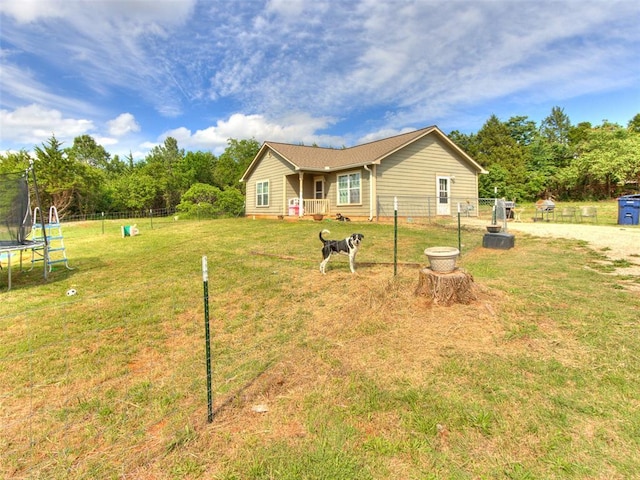 4900 S Post Rd, Oklahoma City, OK 73150 - view of front of home with a trampoline