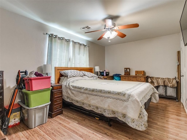 4900 S Post Rd, Oklahoma City, OK 73150 - bedroom with light wood-style flooring and a ceiling fan